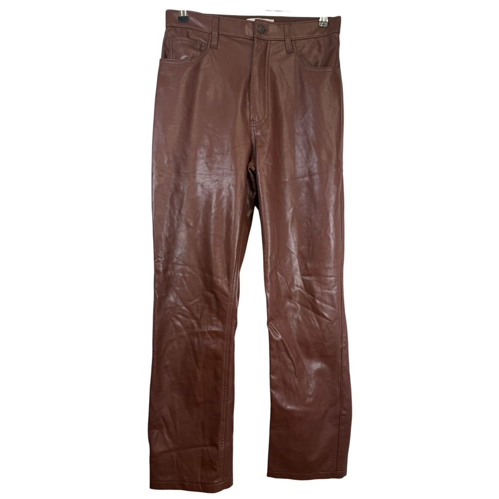 Abercrombie & Fitch 90s Straight Ultra High Rise Faux Leather Pants Brown 30/10